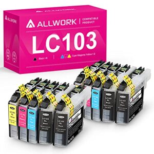 allwork compatible lc103xl lc101xl ink cartridge replacement for brother lc103 lc101 for brother mfc j285dw j450dw j470dw j870dw j875dw j4510dw j4610dw j4710dw j6520dw j6720dw j6920dw (10 color packs)