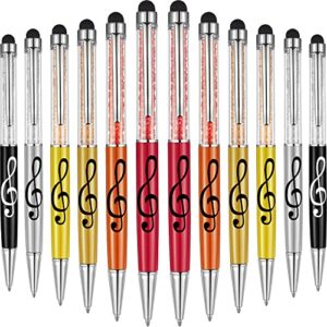 stylus music pen crystal ballpoint pens retractable touch screen pens capacitive diamond writing pens music note ballpoint pen 2-in-1 for capacitive touch screen devices (bright colors)