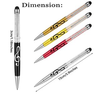 Stylus Music Pen Crystal Ballpoint Pens Retractable Touch Screen Pens Capacitive Diamond Writing Pens Music Note Ballpoint Pen 2-in-1 for Capacitive Touch Screen Devices (Bright Colors)