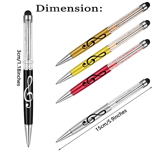 Stylus Music Pen Crystal Ballpoint Pens Retractable Touch Screen Pens Capacitive Diamond Writing Pens Music Note Ballpoint Pen 2-in-1 for Capacitive Touch Screen Devices (Bright Colors)