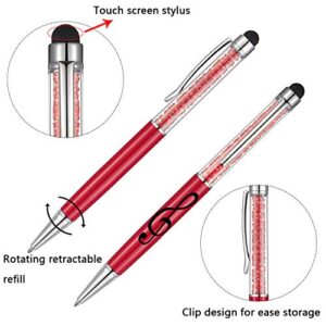 Stylus Music Pen Crystal Ballpoint Pens Retractable Touch Screen Pens Capacitive Diamond Writing Pens Music Note Ballpoint Pen 2-in-1 for Capacitive Touch Screen Devices (Bright Colors)