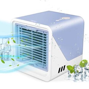 air cooler, mini portable air conditioner fan noiseless evaporative air humidifier, personal space air conditioner, mini cooler,3 gear speed, led night, office cooler humidifier & purifier