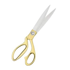 CABAX Stainless Steel Sharp Tailor Scissors for Clothing Dressmaking Shears Fabric Craft Cutting Adjustable Kitchen Scissors, Gold (9.5'')