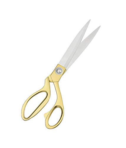 CABAX Stainless Steel Sharp Tailor Scissors for Clothing Dressmaking Shears Fabric Craft Cutting Adjustable Kitchen Scissors, Gold (9.5'')