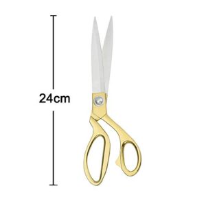 CABAX Stainless Steel Sharp Tailor Scissors for Clothing Dressmaking Shears Fabric Craft Cutting Adjustable Kitchen Scissors, Gold (9.5'')