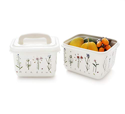 RACHEL BARKER Meadow Flower Porcelain Serve and Store Airtight Large Container (70OZ)