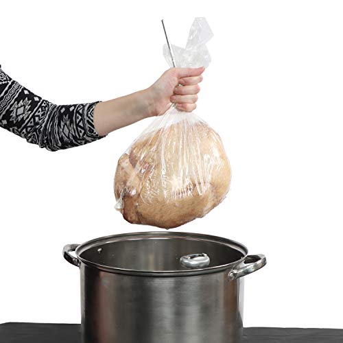 Rural365 Poultry Shrink Bags 25ct Large Turkey Bag - Heat Dip Shrinking Wrap Storage Bags, 16 x 28 Inch with Steel Straw