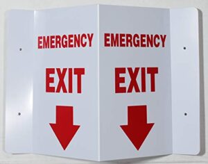 emergency exit arrow down 3d projection sign/fire extinguisher hallway sign (white/red,plastic,5.5x9)-les deux cotes line