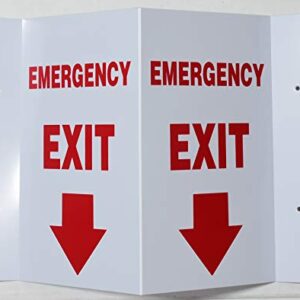 Emergency EXIT Arrow Down 3D Projection Sign/FIRE Extinguisher Hallway Sign (White/RED,Plastic,5.5x9)-Les Deux cotes line