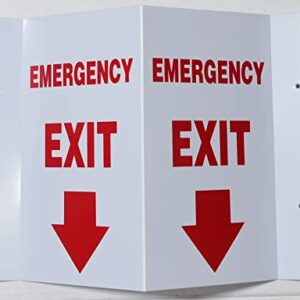 Emergency EXIT Arrow Down 3D Projection Sign/FIRE Extinguisher Hallway Sign (White/RED,Plastic,5.5x9)-Les Deux cotes line