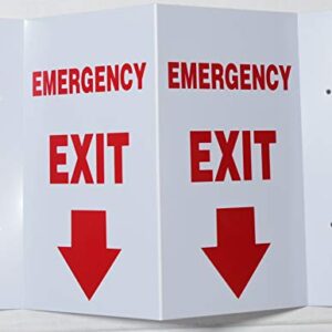 Emergency EXIT Arrow Down 3D Projection Sign/FIRE Extinguisher Hallway Sign (White/RED,Plastic,5.5x9)-Les Deux cotes line