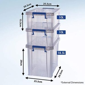 Bankers Box ProStore Plastic Storage Box Bonus Pack -2 x 10 Litre & 1 x 18.5 Litre