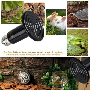 BOEESPAT 150W 3 Pack Ceramic Heat Emitter Bulb, Reptile Heat Lamp Brooder Coop Pet No Light No Harm for Pets Amphibians Hamsters Snakes Birds Poultry Chicken Coop Habitats (Black)