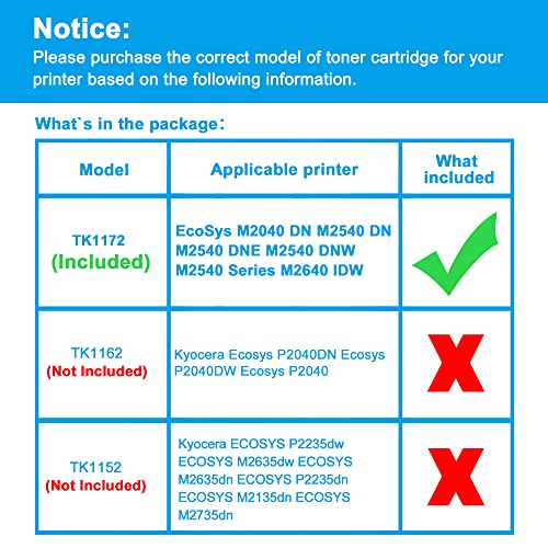 LCL Compatible Toner Cartridge Replacement for Kyocera TK1172 TK-1172 1T02S50US0 EcoSys M2040 DN M2540 DN M2540 DNE M2540 DNW M2540 Series M2640 IDW (3-Pack Black)