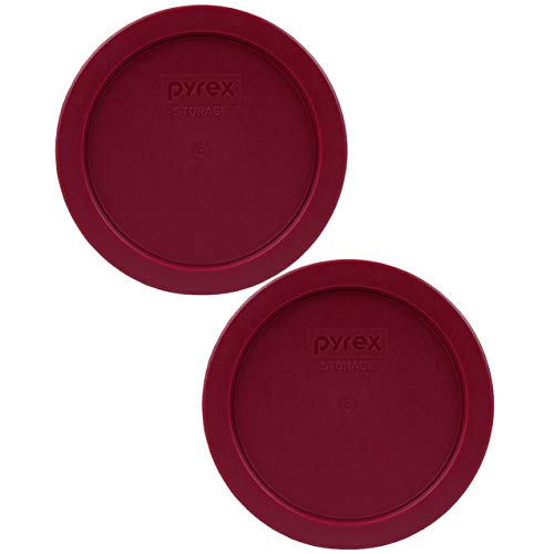 Pyrex 7201-PC Sangria Dark Red Burgundy Plastic Food Storage Replacement Lid - 2 Pack Made in the USA