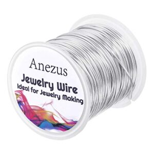 anezus 18 gauge jewelry wire for jewelry making, anezus craft wire tarnish resistant copper beading wire for jewelry making supplies and crafting (18 gauge, silver)