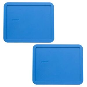 pyrex 7212-pc marine blue plastic rectangle replacement storage lid, made in usa - 2 pack