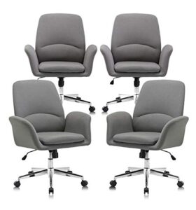 novigo upholstered home office chair with comfy back support for conference room study grey