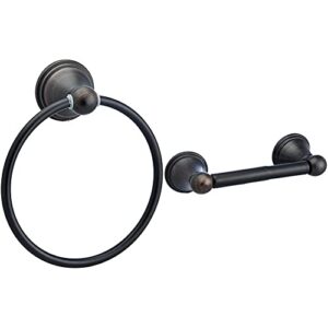 amazon basics ab-br807-or modern towel ring, 6.3-inch diameter, oil rubbed bronze & ab-br809-or modern spring toilet paper holder, oil rubbed bronze