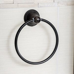 Amazon Basics AB-BR807-OR Modern Towel Ring, 6.3-inch Diameter, Oil Rubbed Bronze & AB-BR809-OR Modern Spring Toilet Paper Holder, Oil Rubbed Bronze