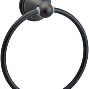 Amazon Basics AB-BR807-OR Modern Towel Ring, 6.3-inch Diameter, Oil Rubbed Bronze & AB-BR809-OR Modern Spring Toilet Paper Holder, Oil Rubbed Bronze