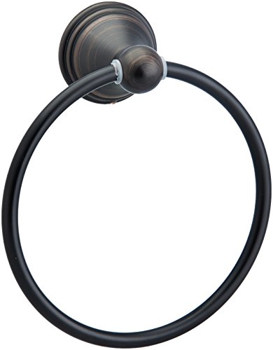 Amazon Basics AB-BR807-OR Modern Towel Ring, 6.3-inch Diameter, Oil Rubbed Bronze & AB-BR809-OR Modern Spring Toilet Paper Holder, Oil Rubbed Bronze