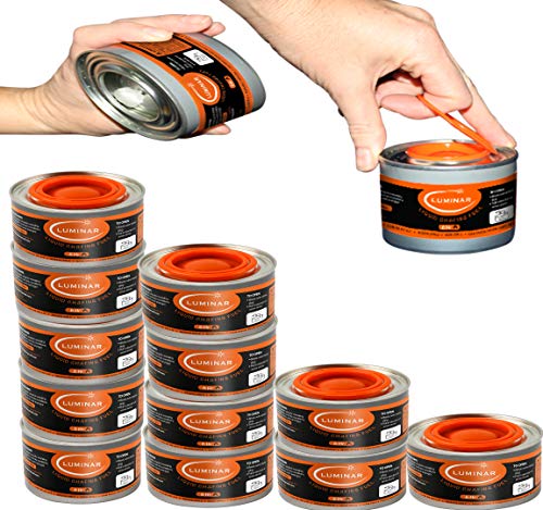 Chafing Fuel Cans - Food Warming Wick Candle Burners for Buffet Dishes (12, 6 HOUR)