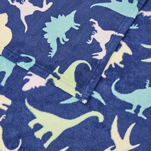 Amazon Basics Kids Dinosaur Squad Patterned Throw Blanket with Stuffed Animal Dinosaur