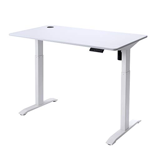 UNICOO - Electric Height Adjustable Standing Desk, Electric Standing Workstation Home Office Sit Stand Up Desk with 4 Pre-Set Memory Led Display Controller (White Top/White Legs-Electric - KT1001)