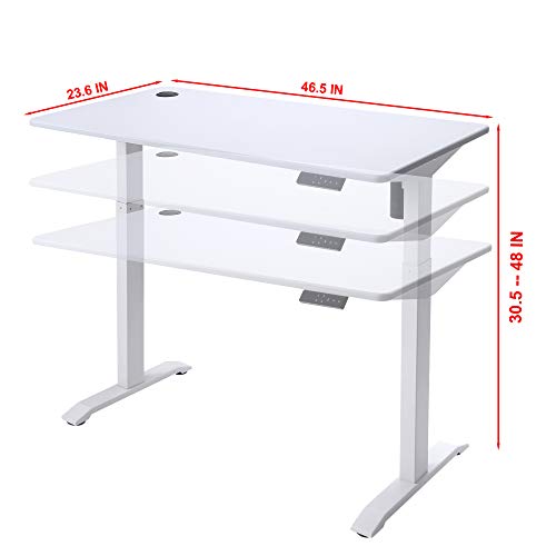 UNICOO - Electric Height Adjustable Standing Desk, Electric Standing Workstation Home Office Sit Stand Up Desk with 4 Pre-Set Memory Led Display Controller (White Top/White Legs-Electric - KT1001)