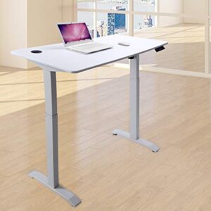 UNICOO - Electric Height Adjustable Standing Desk, Electric Standing Workstation Home Office Sit Stand Up Desk with 4 Pre-Set Memory Led Display Controller (White Top/White Legs-Electric - KT1001)