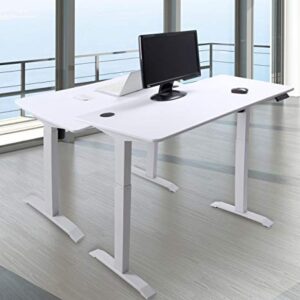 UNICOO - Electric Height Adjustable Standing Desk, Electric Standing Workstation Home Office Sit Stand Up Desk with 4 Pre-Set Memory Led Display Controller (White Top/White Legs-Electric - KT1001)