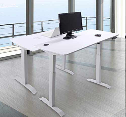 UNICOO - Electric Height Adjustable Standing Desk, Electric Standing Workstation Home Office Sit Stand Up Desk with 4 Pre-Set Memory Led Display Controller (White Top/White Legs-Electric - KT1001)