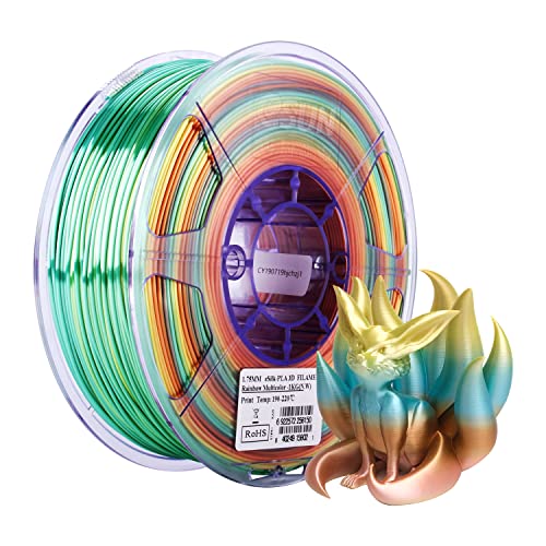 eSUN Silk Rainbow Metal PLA Filament 1.75mm, Silky Multicolored 3D Printer Filament PLA, 1KG Gradient Changing Multicolor Filament for 3D Printer, Silk Rainbow Multicolor