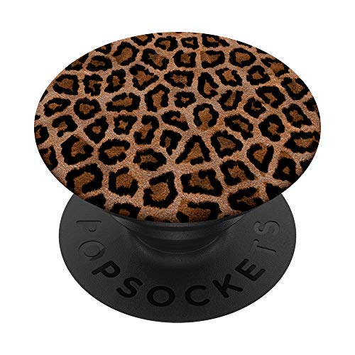 Cell Phone Button Holder Pop Out Knob Brown Leopard Print PopSockets PopGrip: Swappable Grip for Phones & Tablets