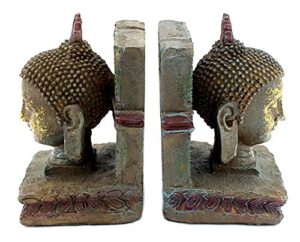 bellaa 22298 decorative bookends buddha head vintage antiques retro rustic farmhouse unique book ends stoppers holder shelves nonskid boho home decor 8 inch