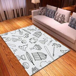 rouihot non-slip area rug 2'7"x 6' potter different witch equipment harry pattern birdcage magic wand rugs carpet for classroom living room bedroom dining kindergarten room