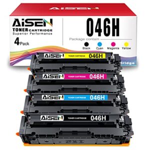 aisen compatible crg 046h toner cartridges replacement for canon 046 toner cartridge, high yield, for color imageclass mf733cdw mf731cdw mf735cdw lbp654cdw laser printer (black, cyan, magenta, yellow)
