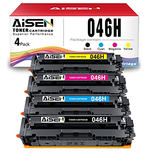 AISEN Compatible CRG 046H Toner Cartridges Replacement for Canon 046 Toner Cartridge, High Yield, for Color ImageCLASS MF733Cdw MF731Cdw MF735Cdw LBP654Cdw Laser Printer (Black, Cyan, Magenta, Yellow)