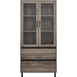 walker edison furniture company glass door storage hutch, 68 inch, grey wash