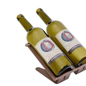 di prima usa Wine Rack Countertop – 2 Bottle Wine Holder for Table in Light Brown Metal