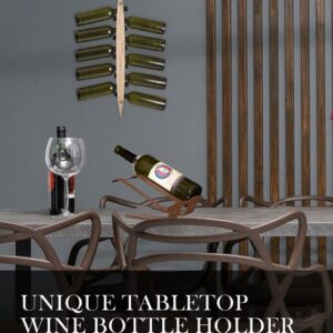 di prima usa Wine Rack Countertop – 2 Bottle Wine Holder for Table in Light Brown Metal