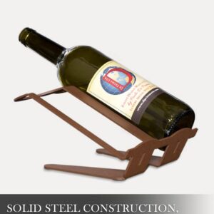 di prima usa Wine Rack Countertop – 2 Bottle Wine Holder for Table in Light Brown Metal