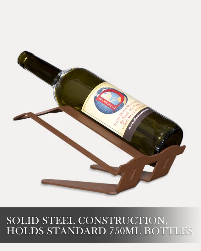 di prima usa Wine Rack Countertop – 2 Bottle Wine Holder for Table in Light Brown Metal