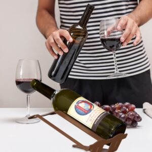 di prima usa Wine Rack Countertop – 2 Bottle Wine Holder for Table in Light Brown Metal