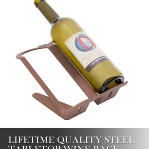 di prima usa Wine Rack Countertop – 2 Bottle Wine Holder for Table in Light Brown Metal