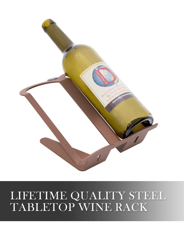 di prima usa Wine Rack Countertop – 2 Bottle Wine Holder for Table in Light Brown Metal