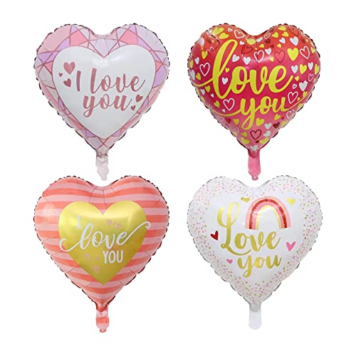 Creaides 20 Pcs Love Heart Balloons Aluminum Mylar Helium Foil 18 Inch I Love You Balloons for Romantic Wedding Mother's Day Engagement Anniversary Party Suppliers