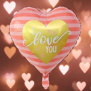 Creaides 20 Pcs Love Heart Balloons Aluminum Mylar Helium Foil 18 Inch I Love You Balloons for Romantic Wedding Mother's Day Engagement Anniversary Party Suppliers