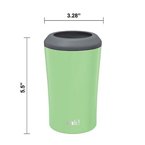 Zak Designs Durable 18/8 Stainless Steel with Vacuum Insulated Can and Bottle Cooler, Great for Cold Drinks Stay Cold in Pool and Party (12oz, Pistachio, BPA Free)